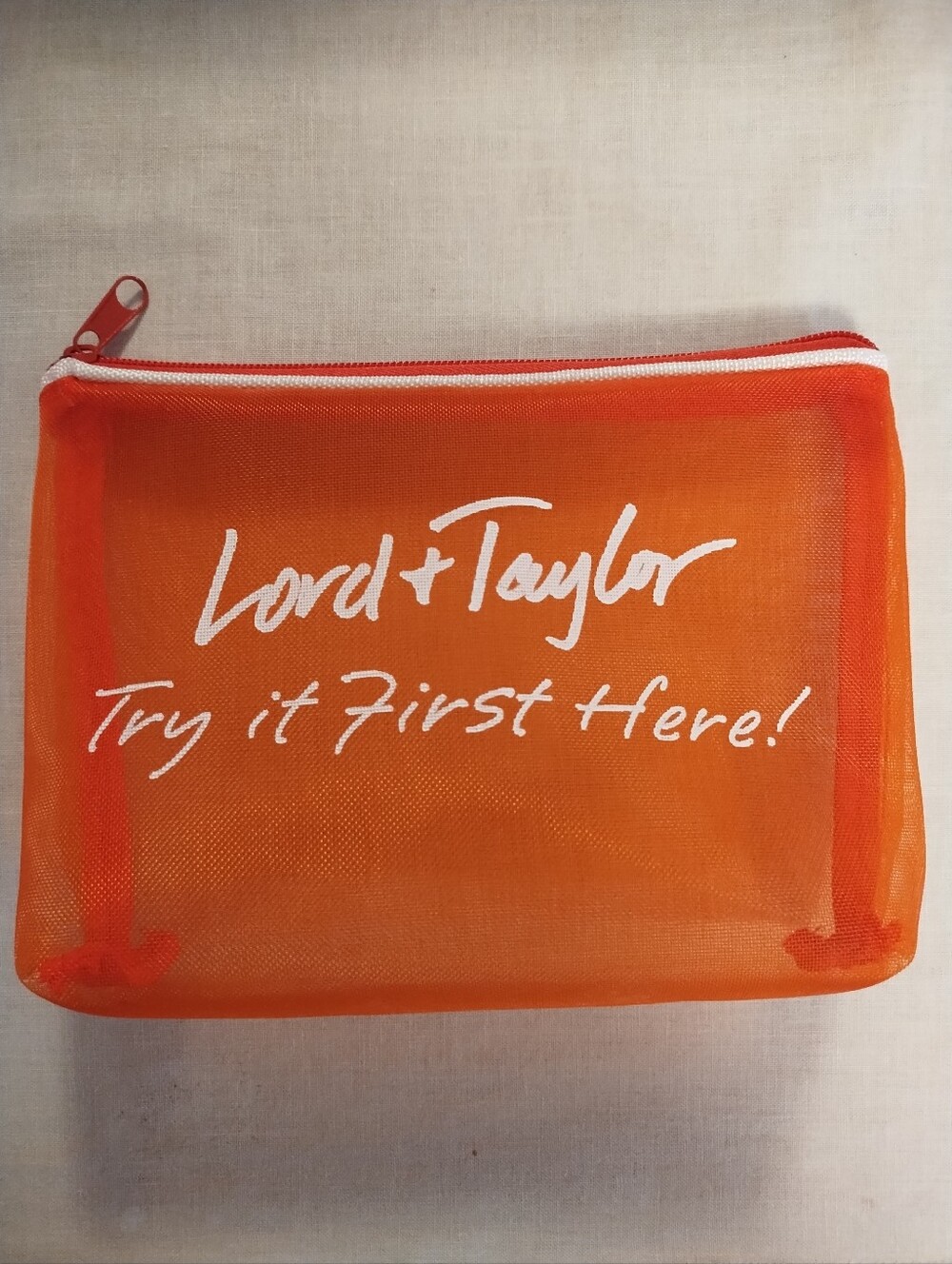 Lord & Taylor Cosmetic Zipper Top Pouch Makeup Bag - NWOT - Orange